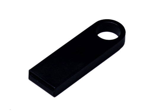 USB 2.0-флешка на 16 Гб с мини чипом и круглым отверстием, черный