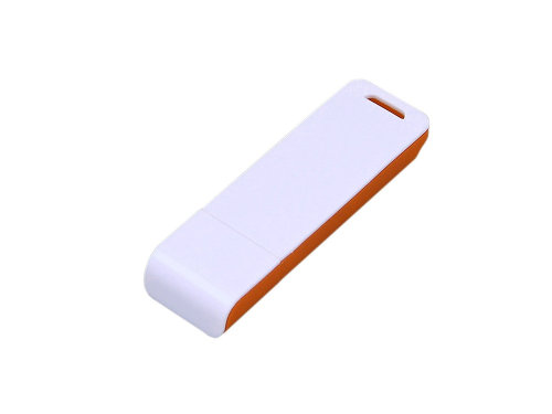 Флешка прямоугольной формы, оригинальный дизайн, двухцветный корпус, 32 Гб, оранжевый/белый