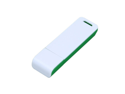 Флешка прямоугольной формы, оригинальный дизайн, двухцветный корпус, 16 Гб, зеленый/белый