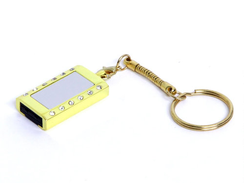 USB-флешка на 64 ГБ в виде Кулона с кристаллами, мини чип, золотой