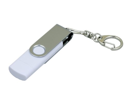 Флешка с  поворотным механизмом, c дополнительным разъемом Micro USB, 16 Гб, белый