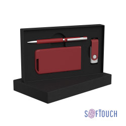 Набор ручка + флеш-карта 8Гб + зарядное устройство 4000 mAh soft touch, красный