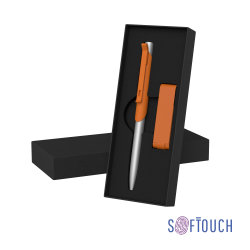 Набор ручка "Skil" + флеш-карта "Case" 8 Гб в футляре, покрытие soft touch, оранжевый