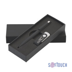 Набор ручка + флеш-карта 16 Гб в футляре, покрытие soft touch, черный