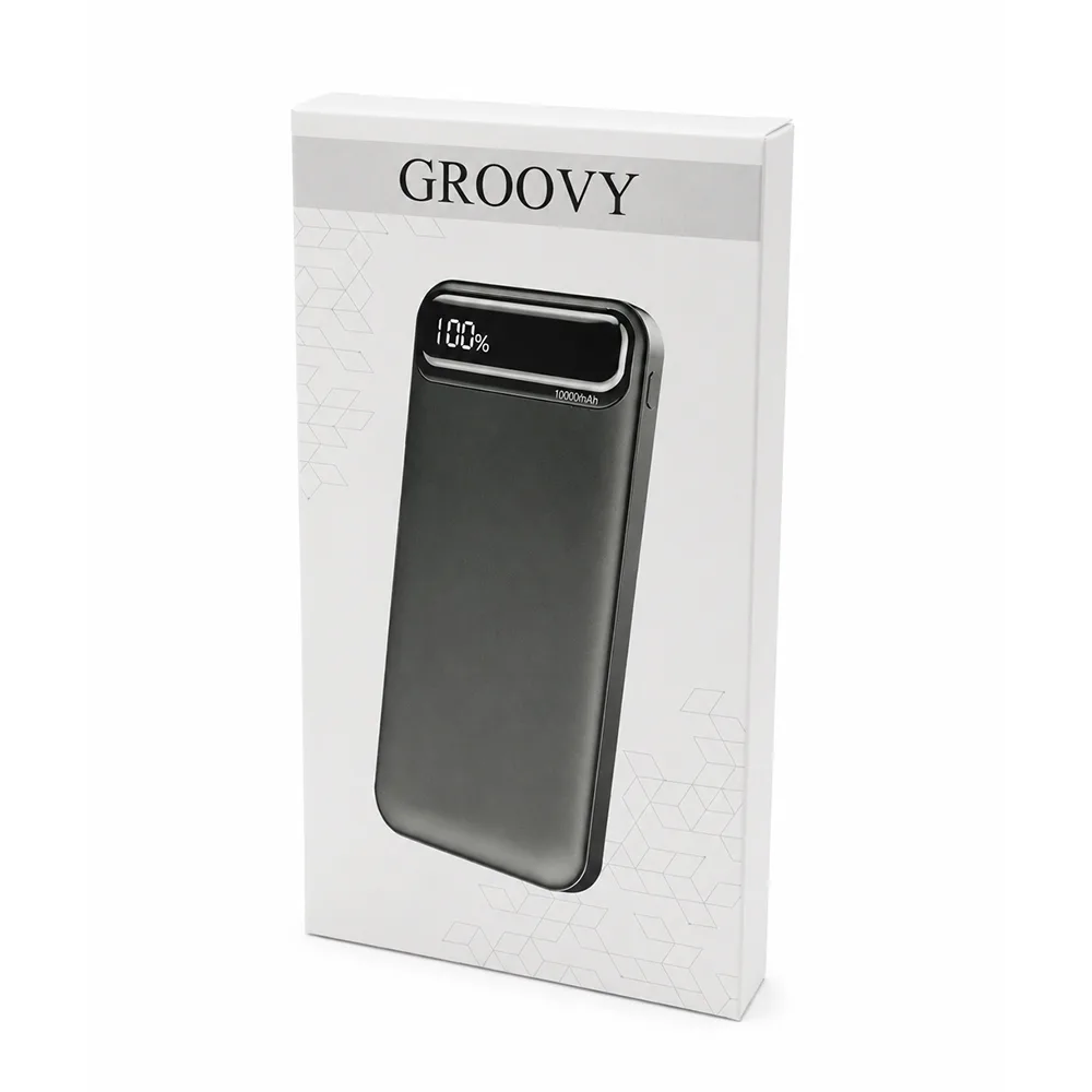 Внешний аккумулятор Groovy 10000 Mah с быстрой зарядкой, черный