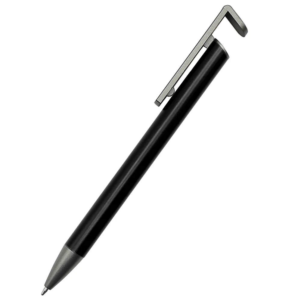 Ручка металлическая Norda с подставкой для телефона, чёрный