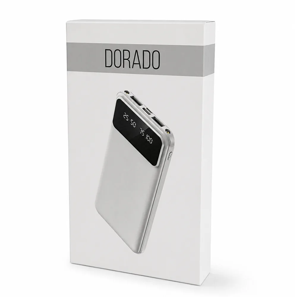 Внешний аккумулятор Dorado 10 000 mAh с фонариком, белый