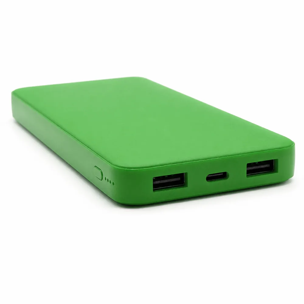 Внешний аккумулятор Polus, 10000 Mah, софт-тач покрытие, зеленый