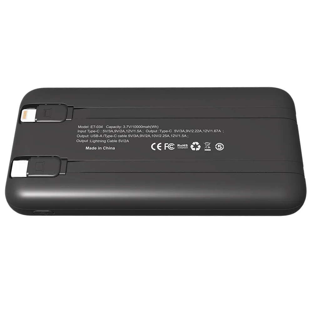 Внешний аккумулятор Nero с быстрой зарядкой (до 22, 5W), 10000 mAh, чёрный