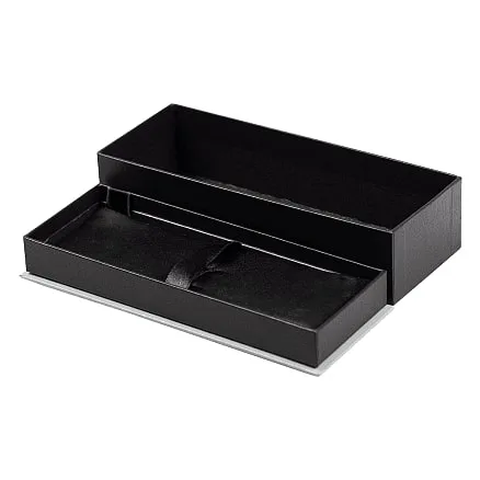 Футляр для одной или двух ручек Pencase Emotion Duo, бумажный, черный с серебристым элементом