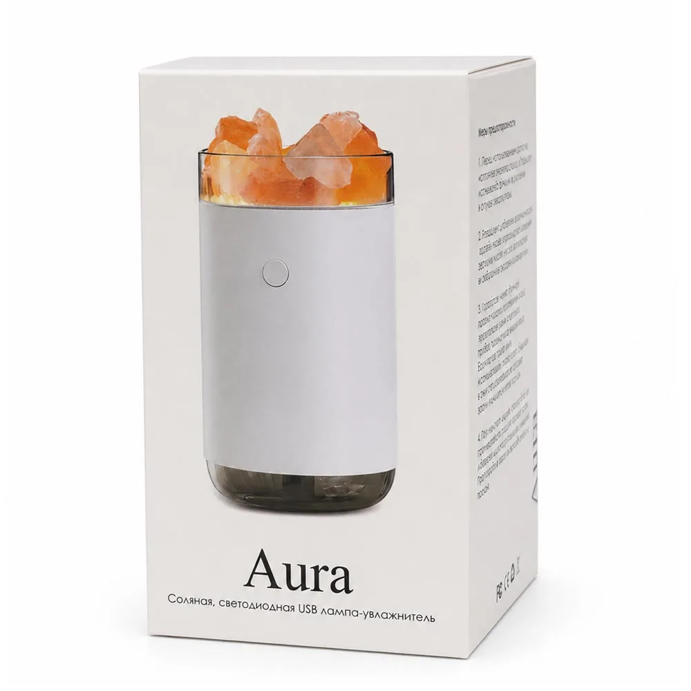 Соляная, светодиодная USB лампа-увлажнитель Aura, белый