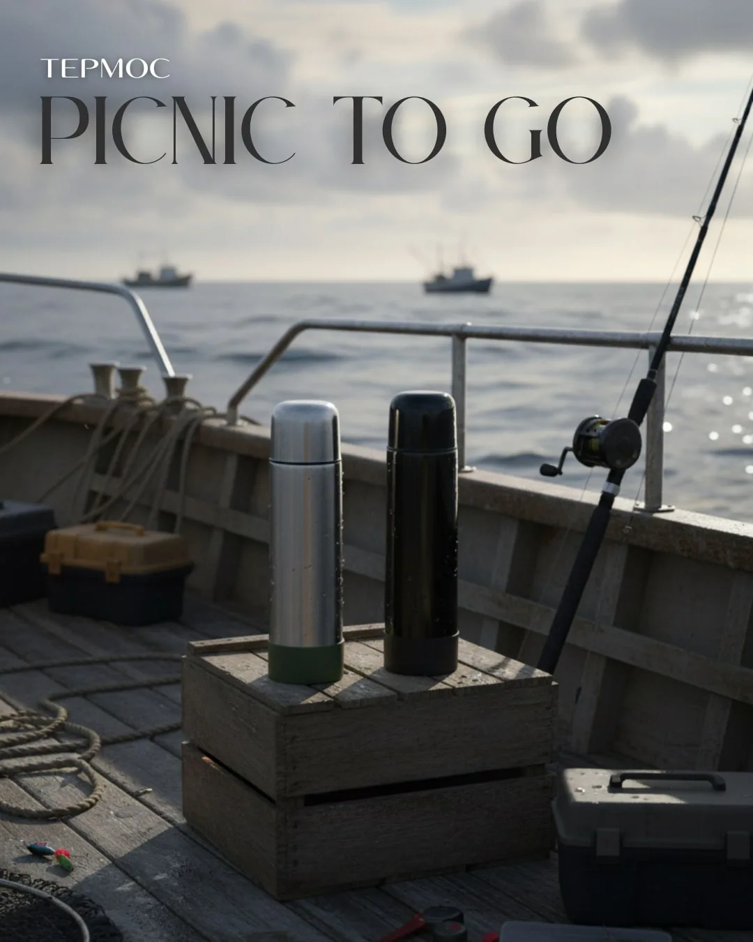 Термос Picnic Silver To Go, серебристый/хаки