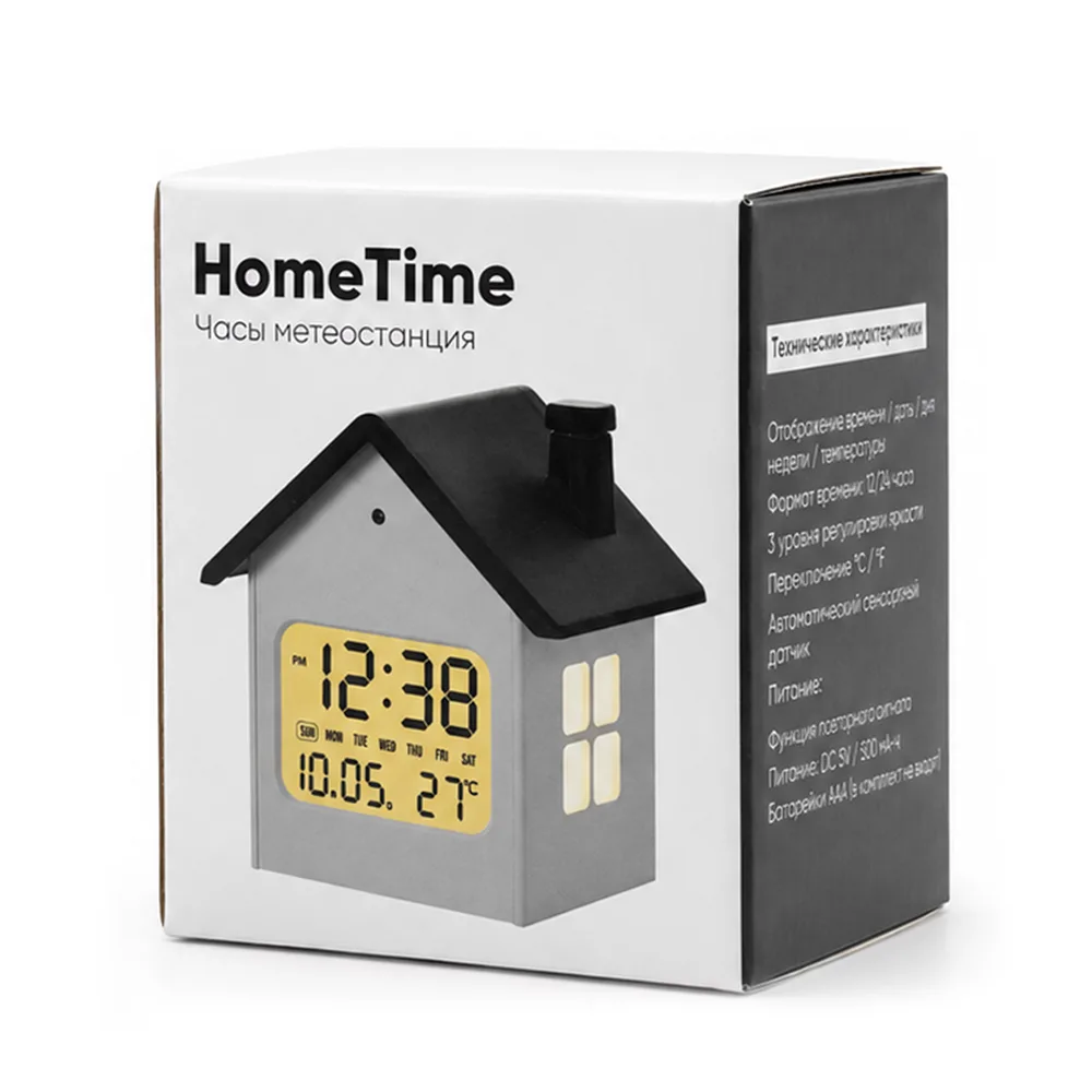 Часы метеостанция HomeTime, черные