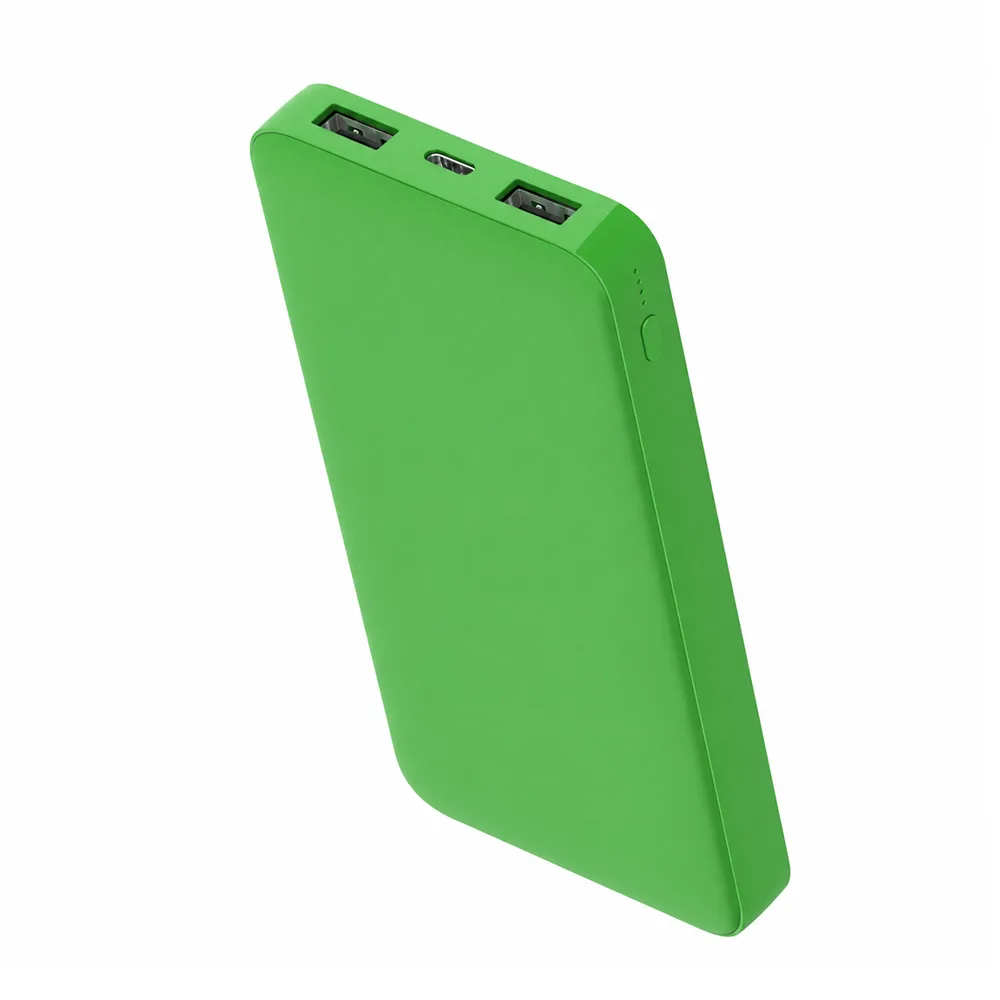 Внешний аккумулятор Polus, 10000 Mah, софт-тач покрытие, зеленый