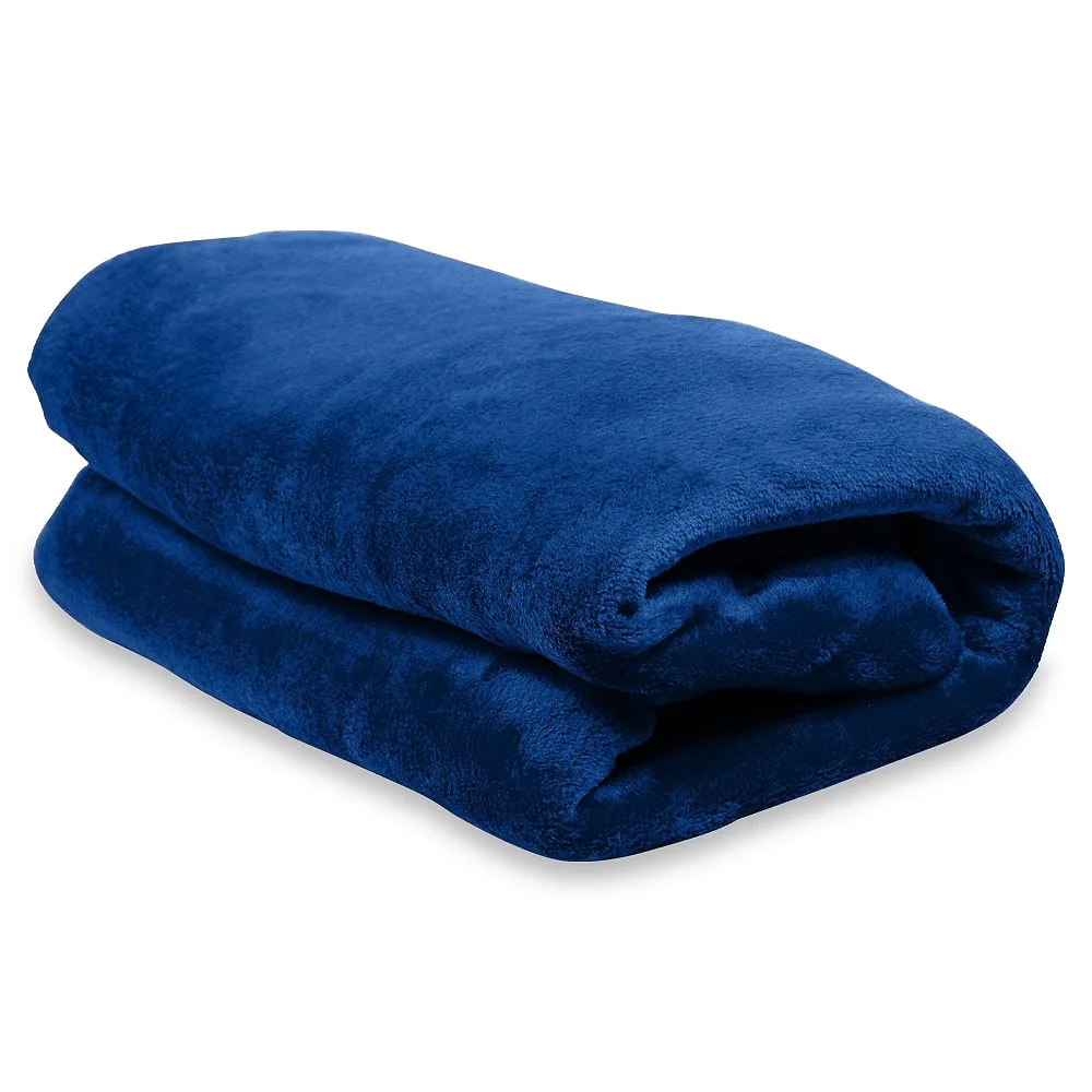 Плед флисовый SUPER SOFT COMFORT TRAVEL, тёмно-синий