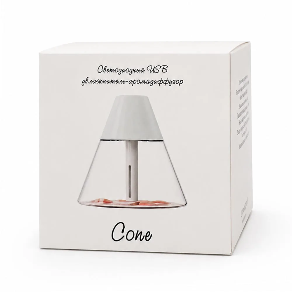 Светодиодный USB увлажнитель-аромадиффузор Cone, белый