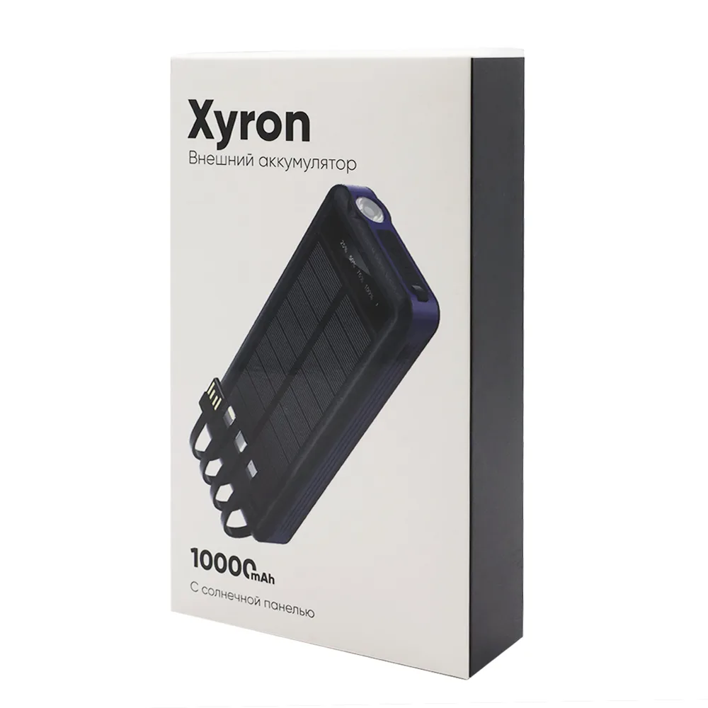 Внешний аккумулятор Xyron с солнечной панелью, 10000 mAh, синий