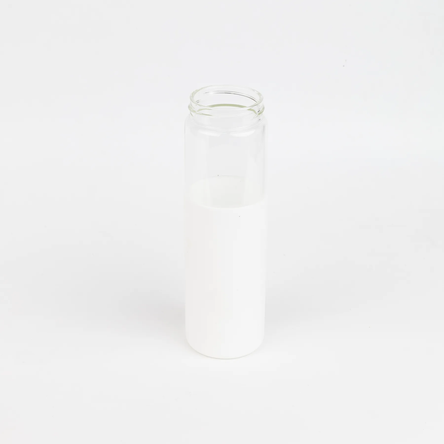 Бутылка стеклянная с силиконовой манжетой и бамбуковой крышкой Glass, белая