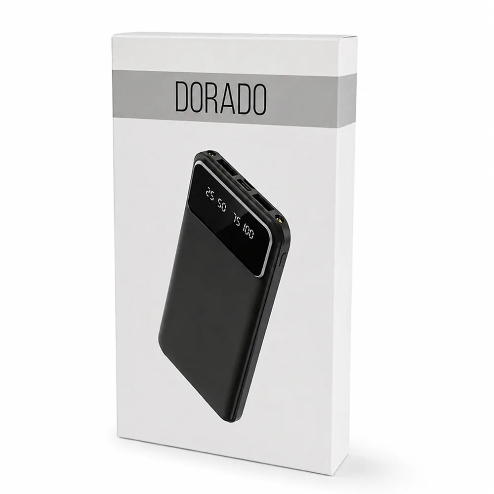 Внешний аккумулятор Dorado 10 000 mAh с фонариком, черный