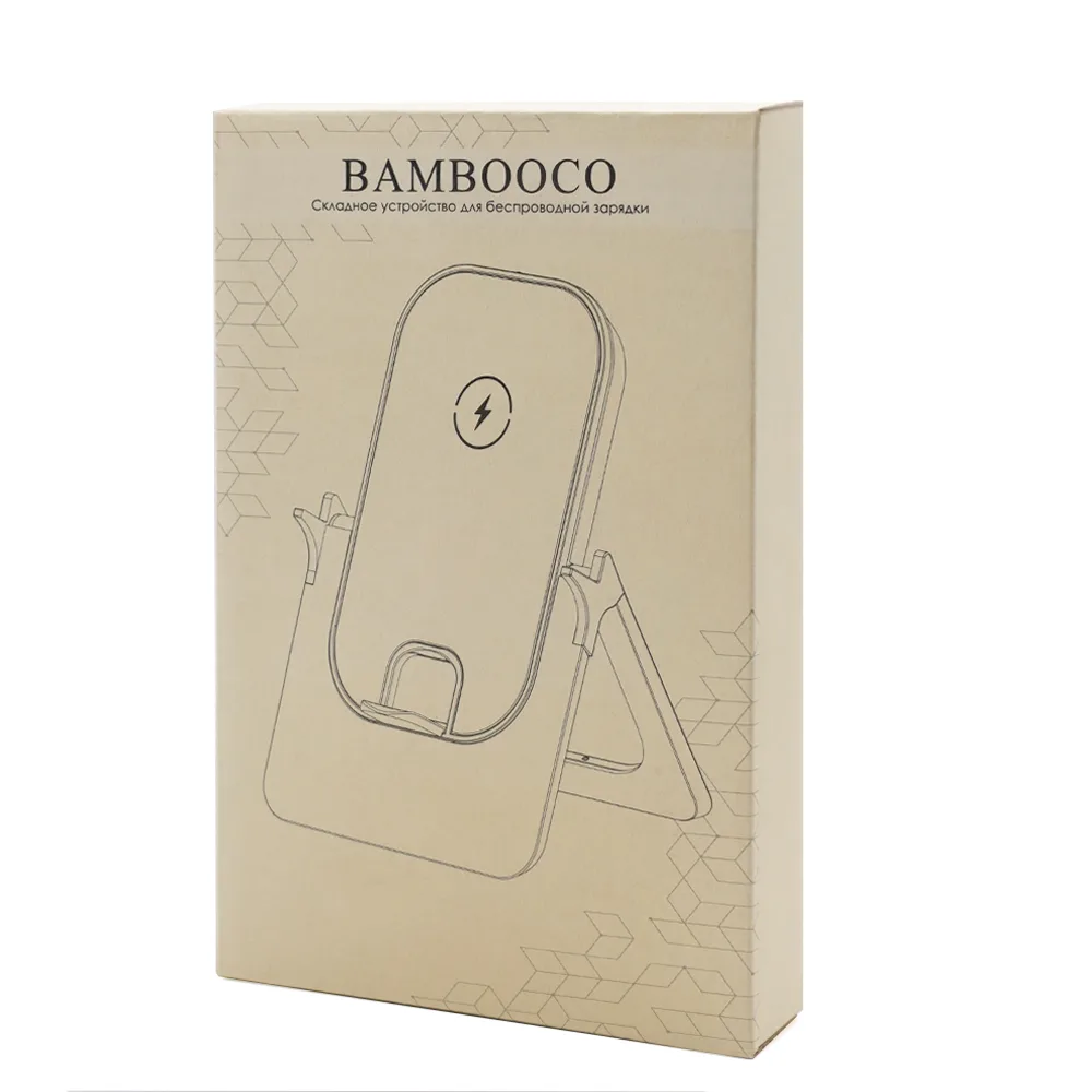 Беспроводное зарядное устройство Bambooco 15W, белый с бамбуковым