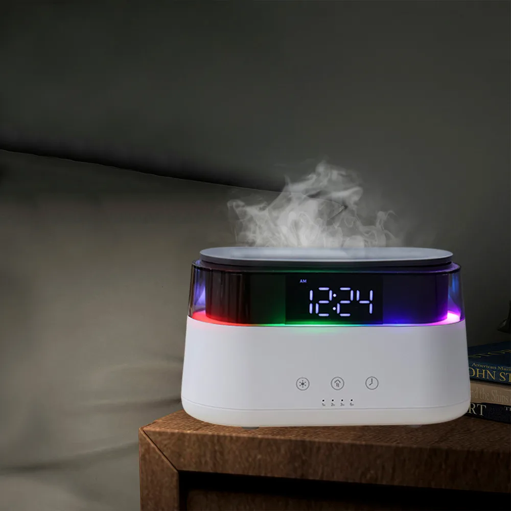 Светодиодный USB увлажнитель-ароматизатор Brava с часами с RGB подсветкой