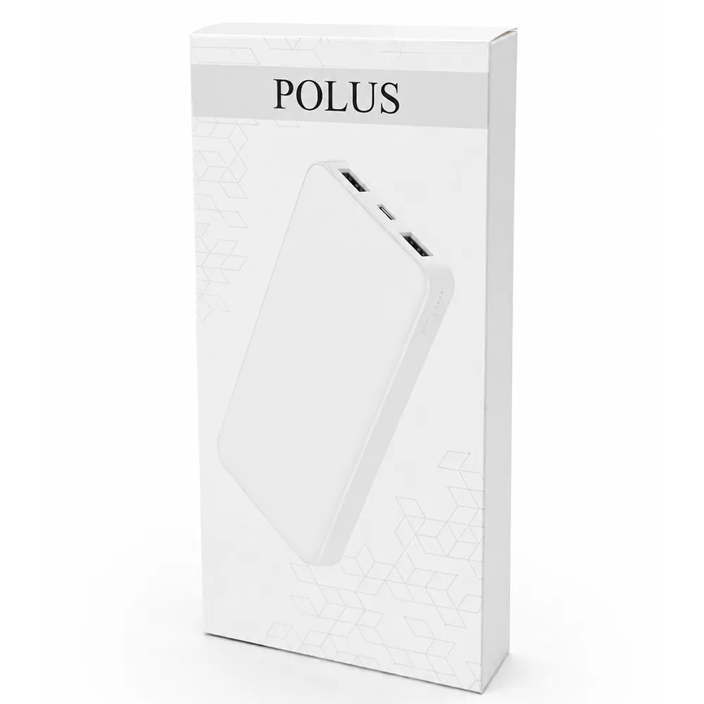Внешний аккумулятор Polus, 10000 Mah, софт-тач покрытие, белый