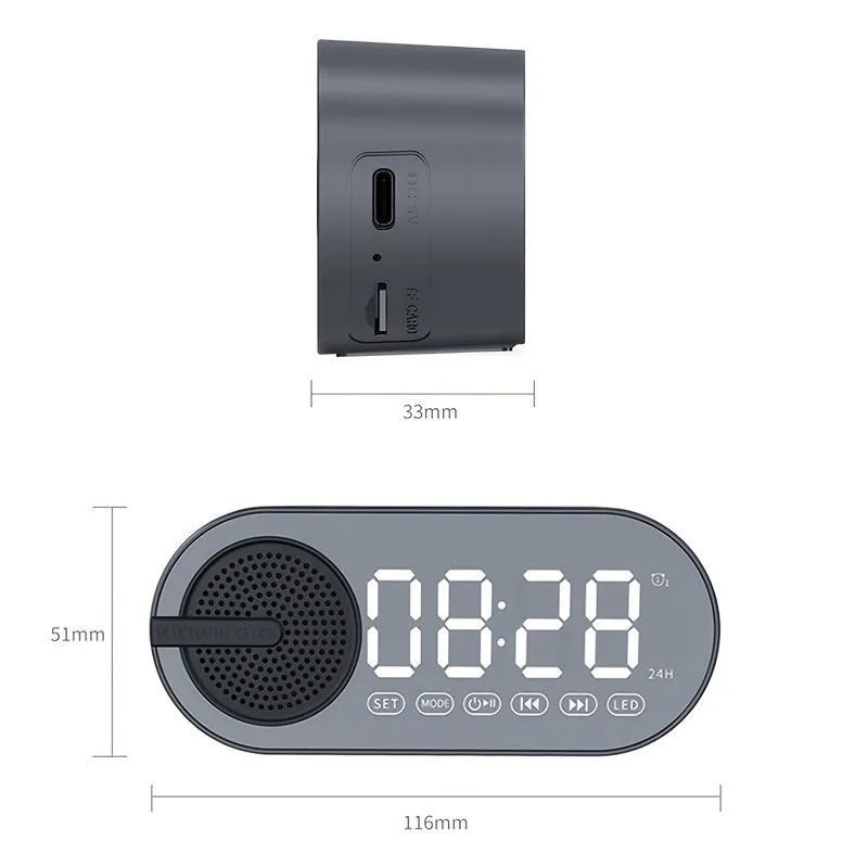 Колонка беспроводная MyTone Sound Clock c часами, черная