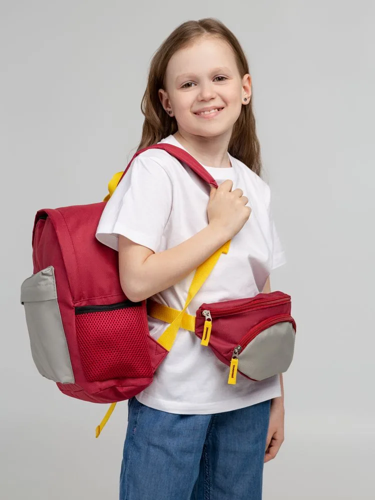 Рюкзак детский Kiddo, бордовый с серым