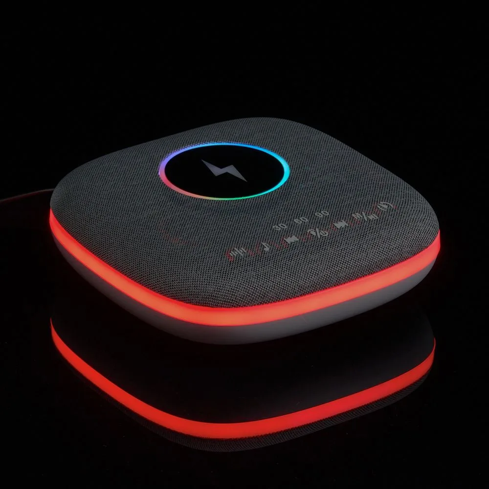 Bluetooth-колонка с беспроводной зарядкой и подсветкой Terrafonic, серая
