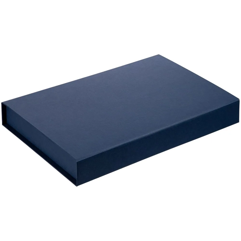 Коробка Silk с ложементом под ежедневник 15х21 см и ручку, ver.2, темно-синяя