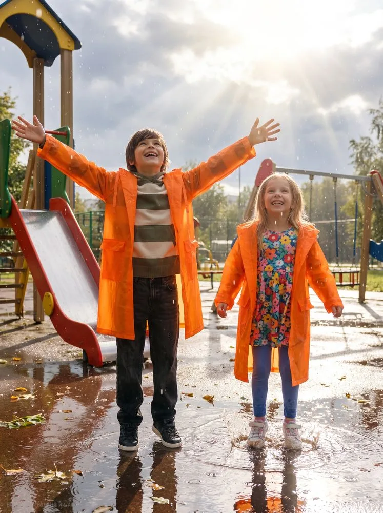 Дождевик детский RainDrop Kids, оранжевый, 12 лет (рост 142-152)
