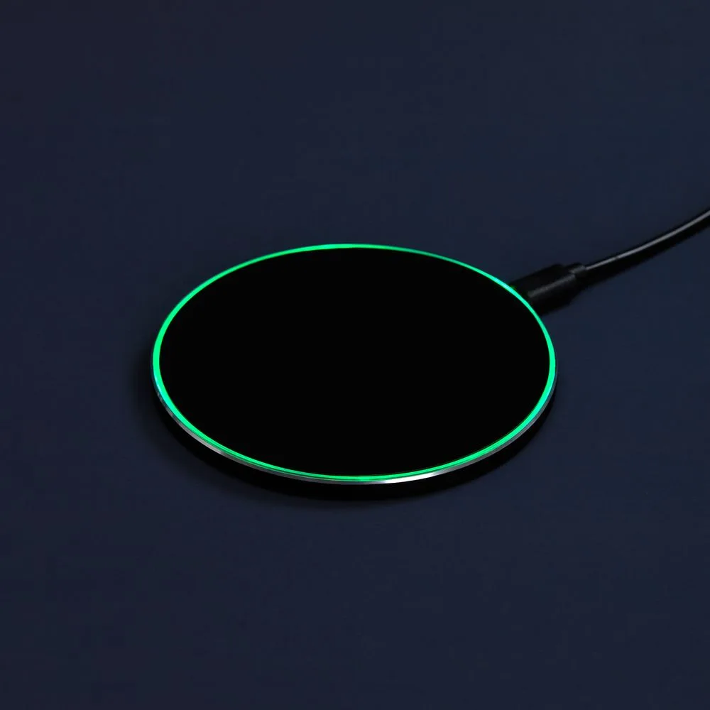 Беспроводное зарядное устройство с подсветкой Lightcore, черное