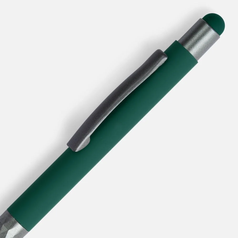 Ручка шариковая Digit Soft Touch со стилусом, зеленая