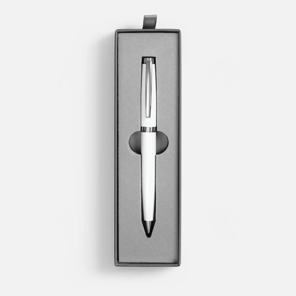 Ручка шариковая Letra Chrome в футляре, белая