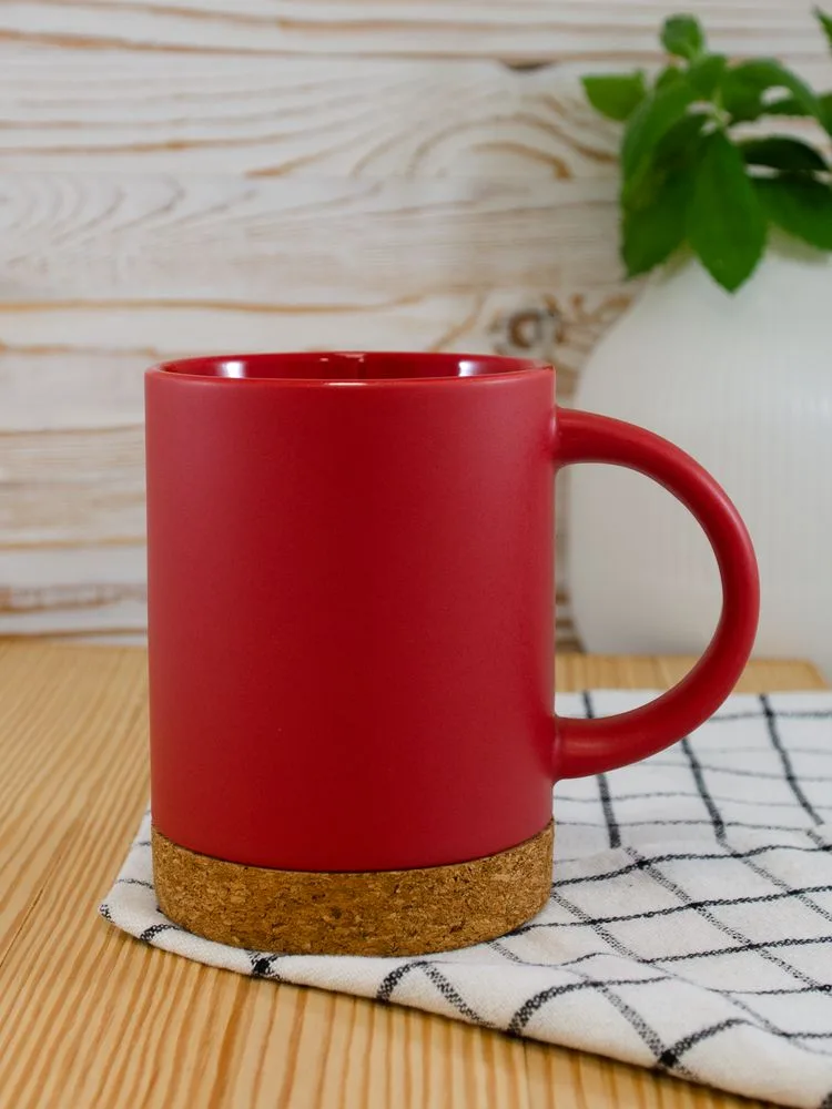 Кружка с пробковой подставкой Corky, красная
