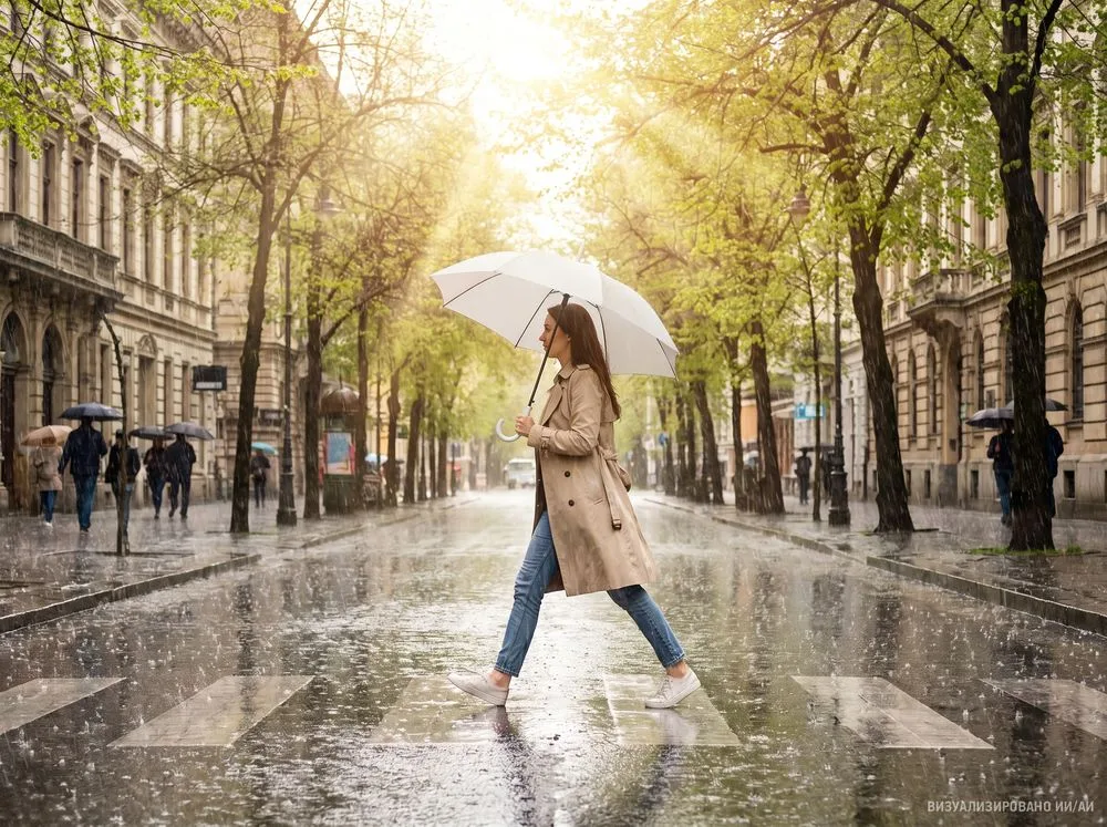 Зонт-трость Jolly Brolly, светло-серый
