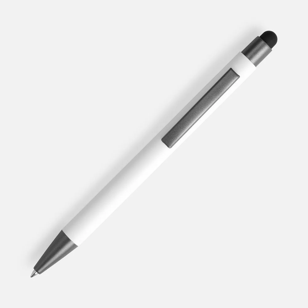Ручка шариковая Atento Soft Touch со стилусом, белая