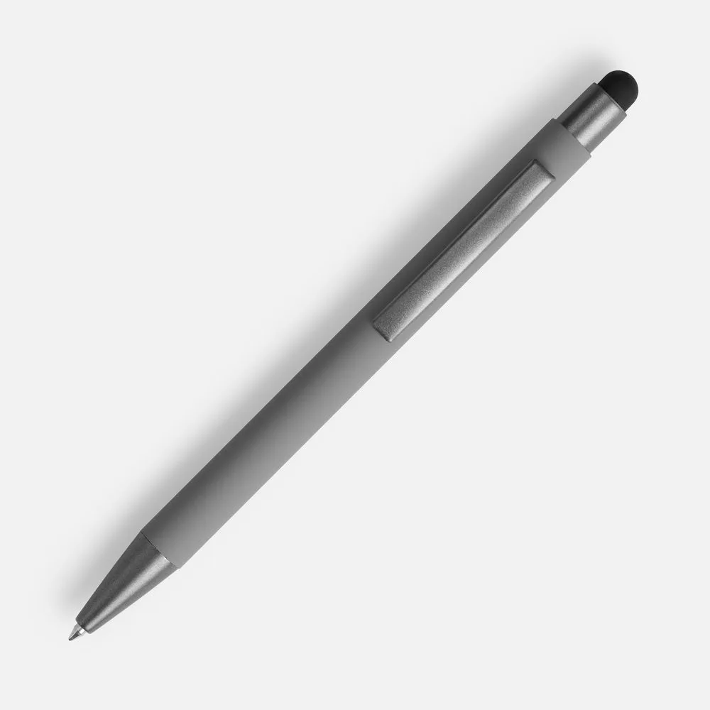 Ручка шариковая Atento Soft Touch со стилусом, серая