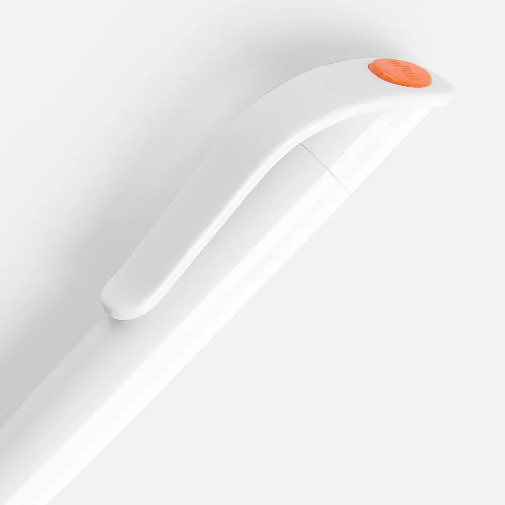 Ручка шариковая Grip, белая с оранжевым
