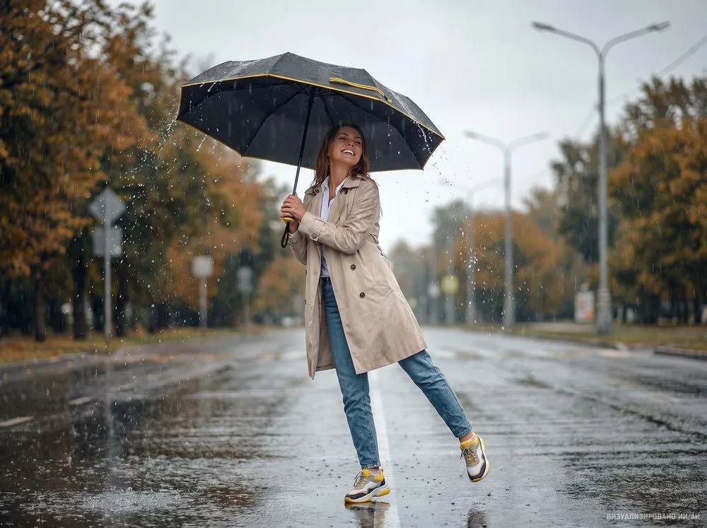 Зонт складной Edgeline, черный с желтым
