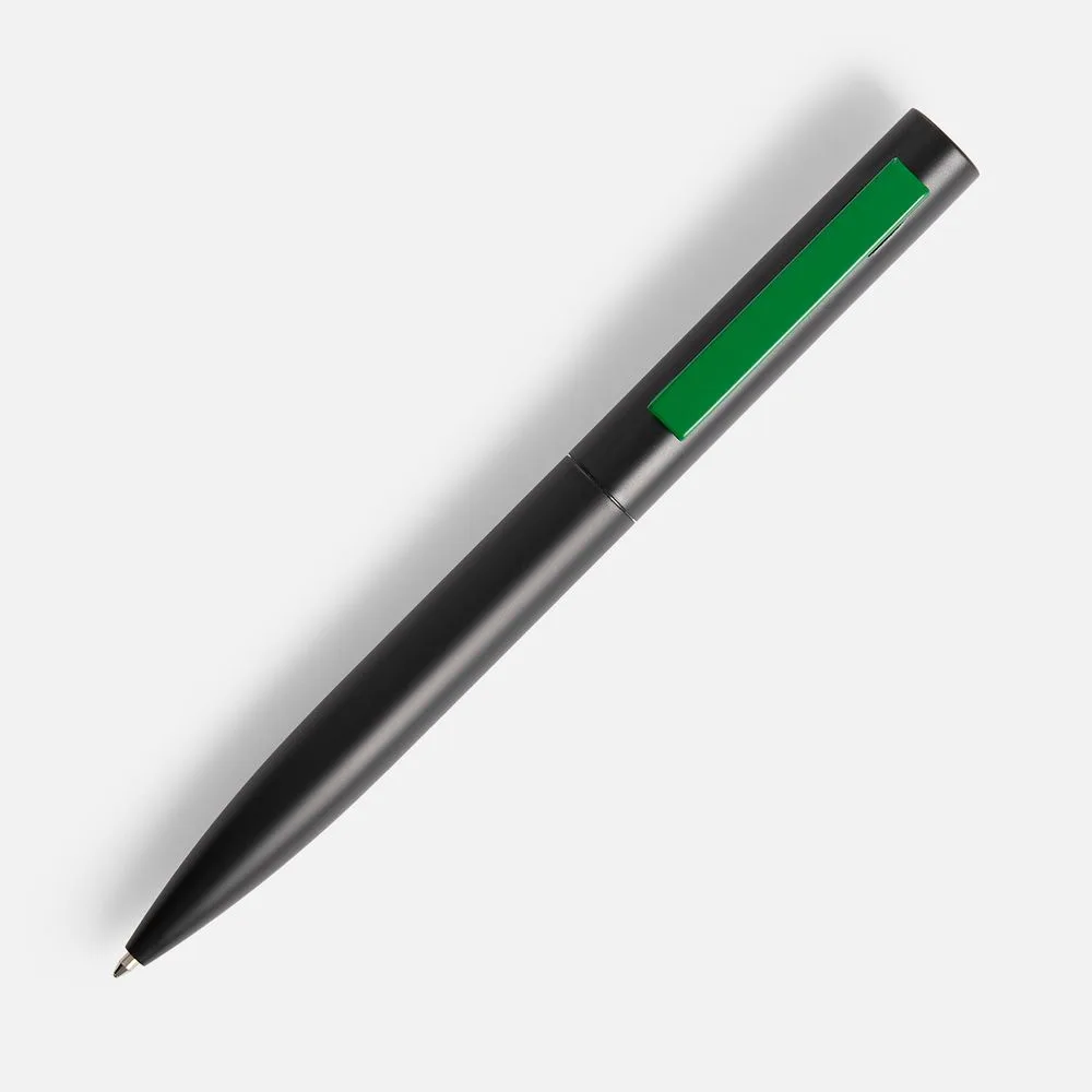 Ручка шариковая Inkolor, черная с зеленым