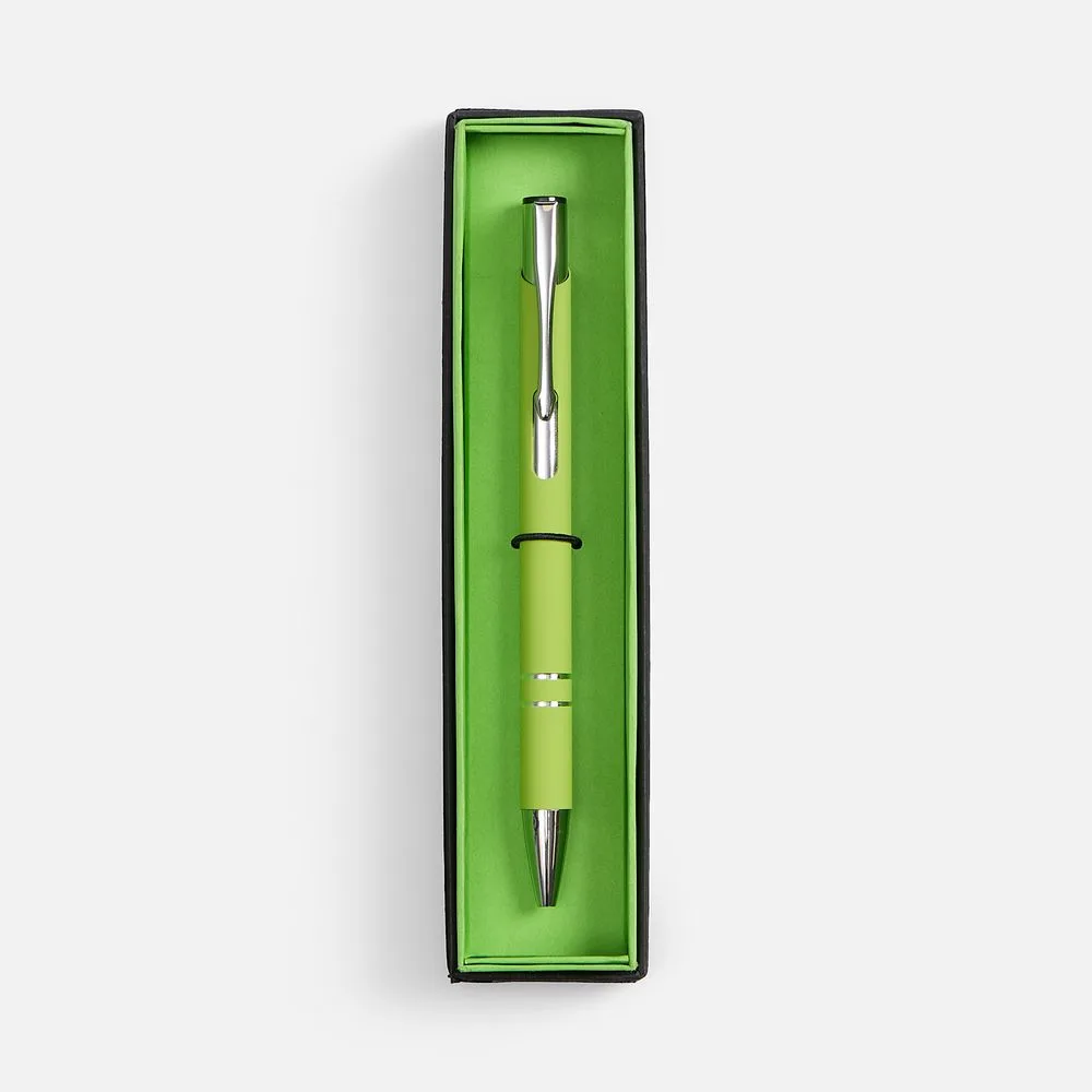 Ручка шариковая Keskus Soft Touch в футляре, зеленое яблоко