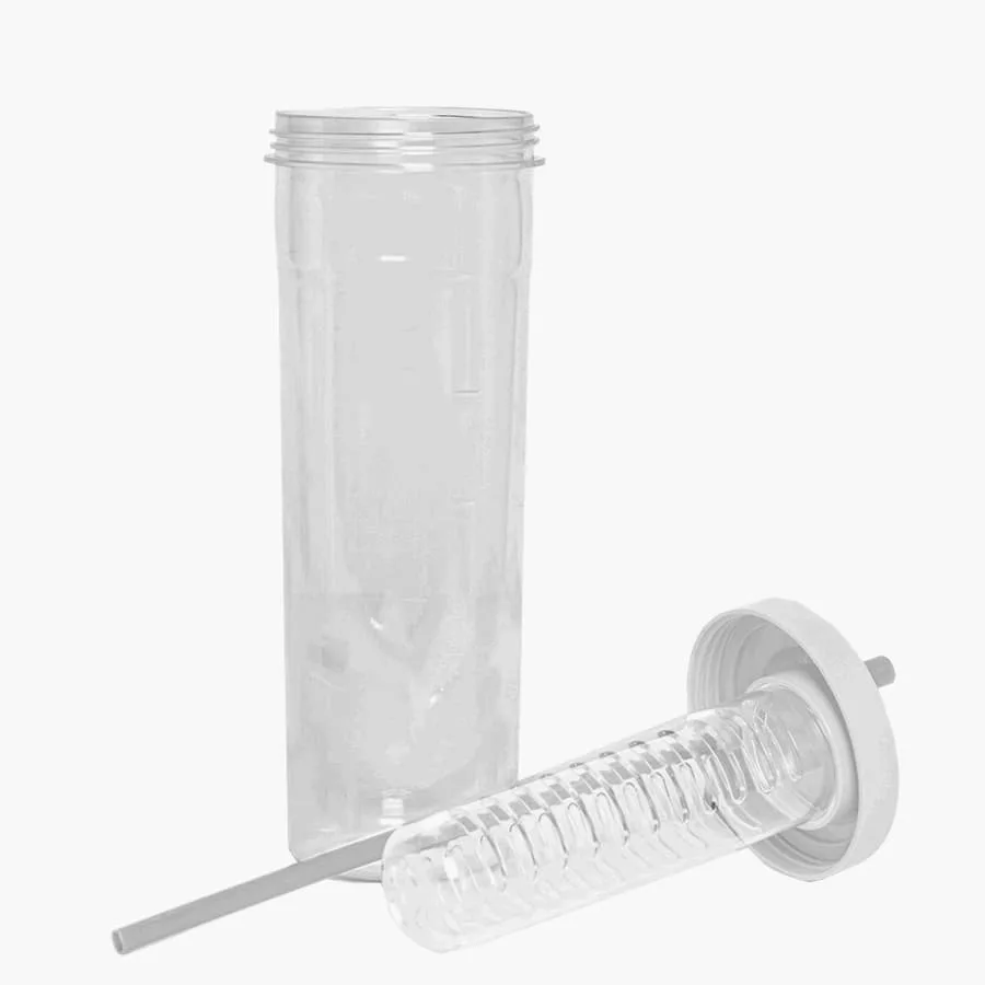 Бутылка для воды LONG DRINK с контейнером для фруктов и трубочкой, 700мл, прозрачный, белый