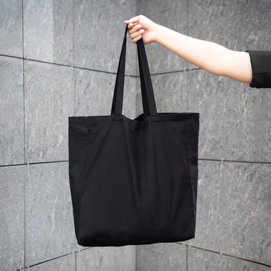 Большая сумка шопер хлопковый MALL BIG 220, 42 x 45 x 14 см, длина ручек 64 х 2,5, черный