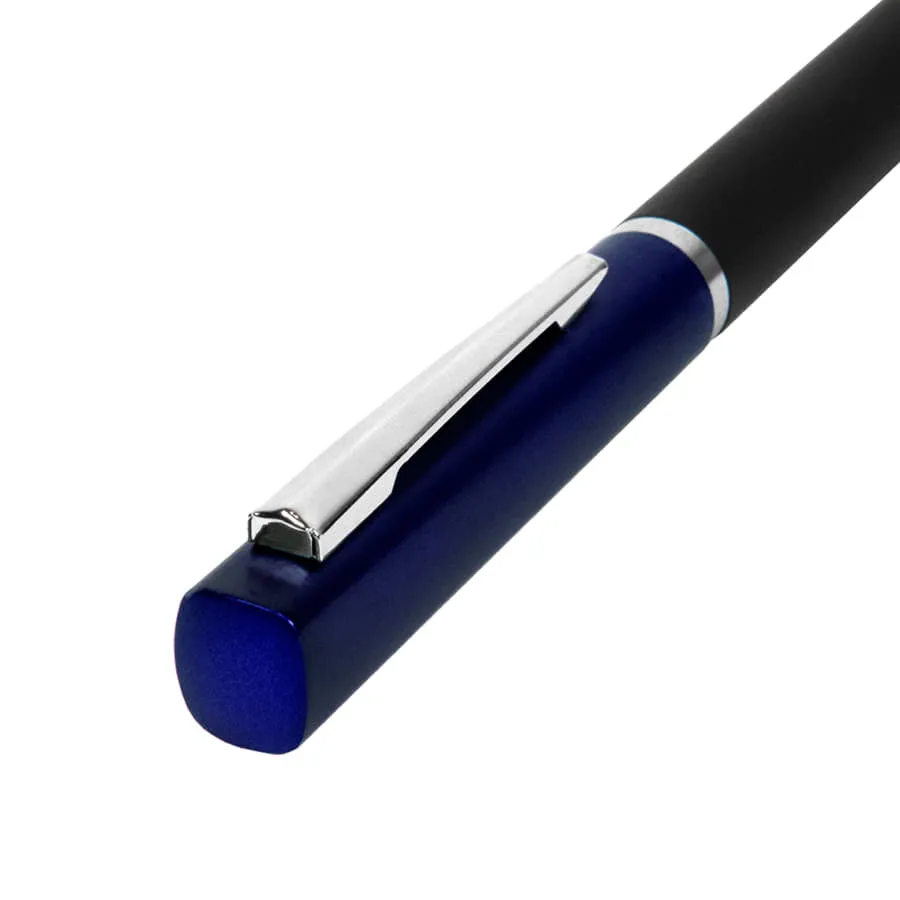 Ручка шариковая M1, пластик, металл, покрытие soft touch, черный, синий