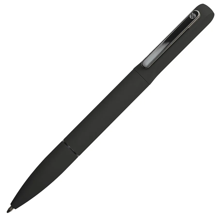 Ручка шариковая NEO с подсветкой после гравировки, soft touch, черный, серебристый