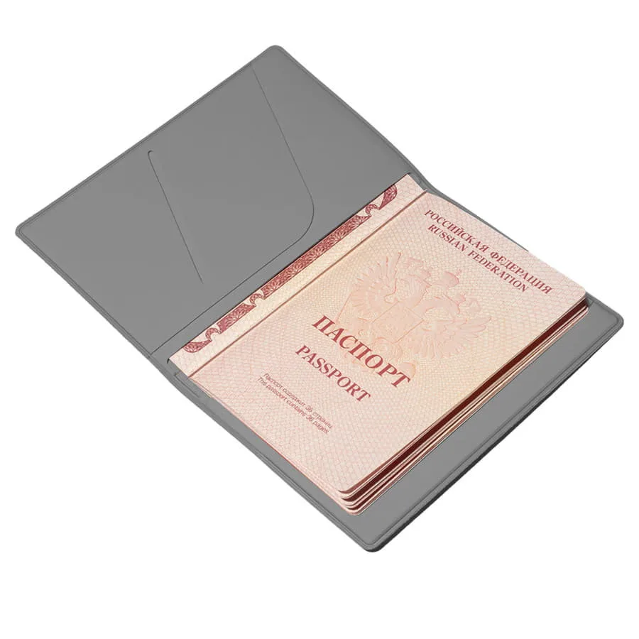 Обложка для паспорта Simply, 13.5 х 19.5 см, голубая, PU, серый