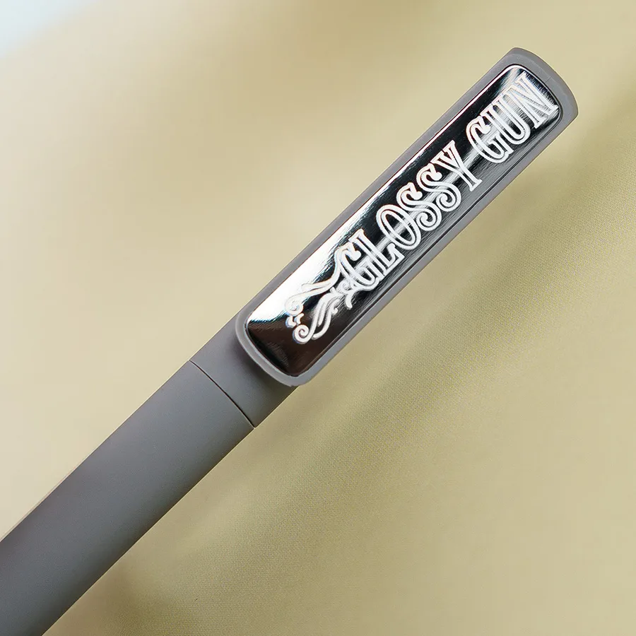 Ручка шариковая GLOSSY GUN с покрытием soft touch, серый, серебристый
