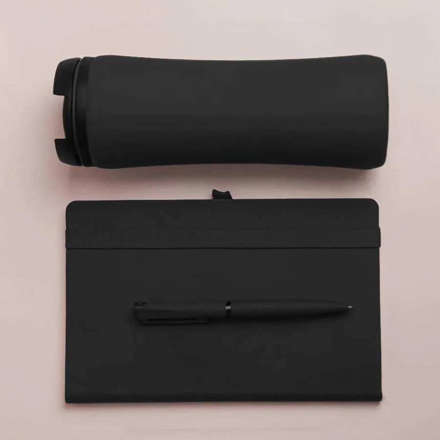 Набор подарочный OFFICEKIT: термос, ежедневник, ручка,  стружка, коробка, зелёный, черный
