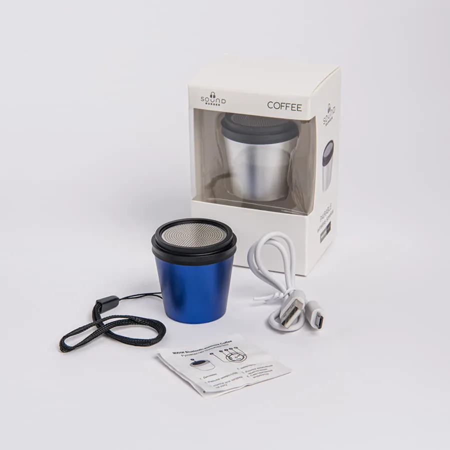 Портативная mini Bluetooth-колонка Sound Burger "Coffee" серебристый, синий